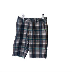 Quicksilver Size 29 Grey, Blue, Yellow, White and‎ Red Plaid Shorts
